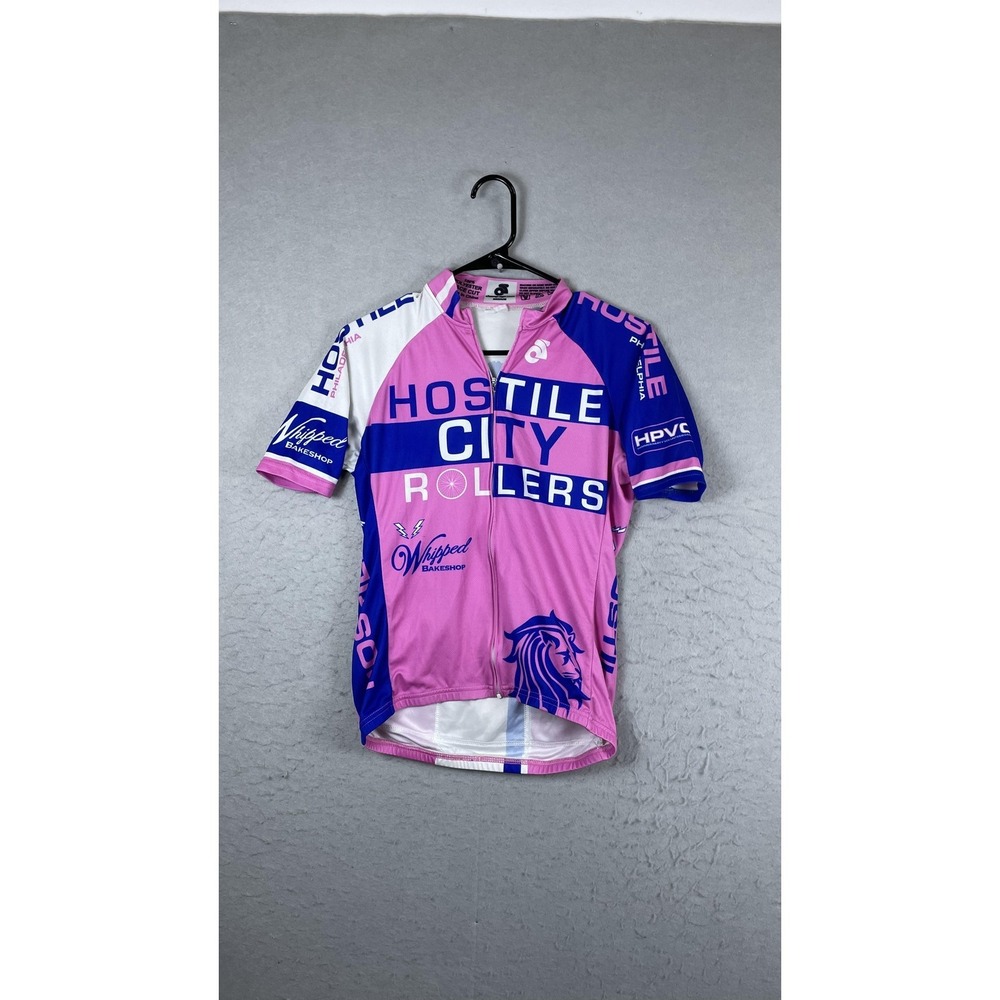 Champion System Hostile City Rollers Cycling Jersey Mens Medium‎ Pink Full Zip